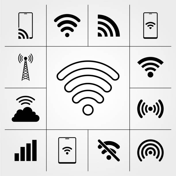 Wifi and network icon set. Vector illustration in HD very easy to make edits. wireless technology stock illustrations