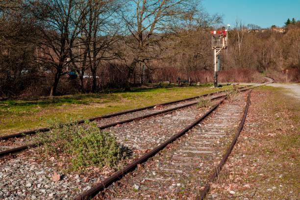 istock Old abandoned railway in Valmorea park site, north Italy 1480609053