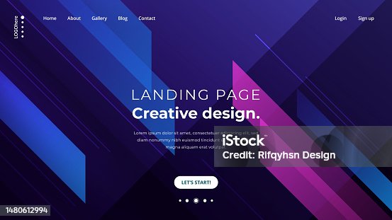 istock Landing page template creative design. Modern futuristic geometric abstract background. 1480612994