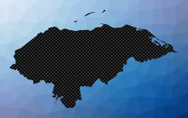 Vector illustration of Honduras geometric map. Stencil shape of Honduras in low poly style. Beautiful country vector illustration.