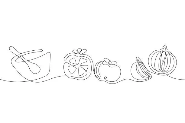 Vector illustration of Salad preparing line art illustration