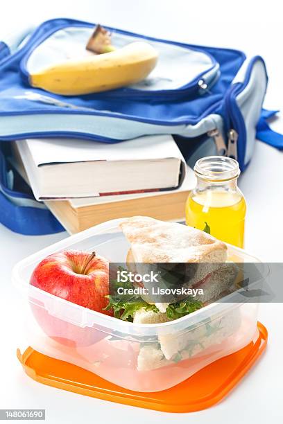 Lunch Box With Sandwich Stock Photo - Download Image Now - Apple - Fruit, Box - Container, Bread