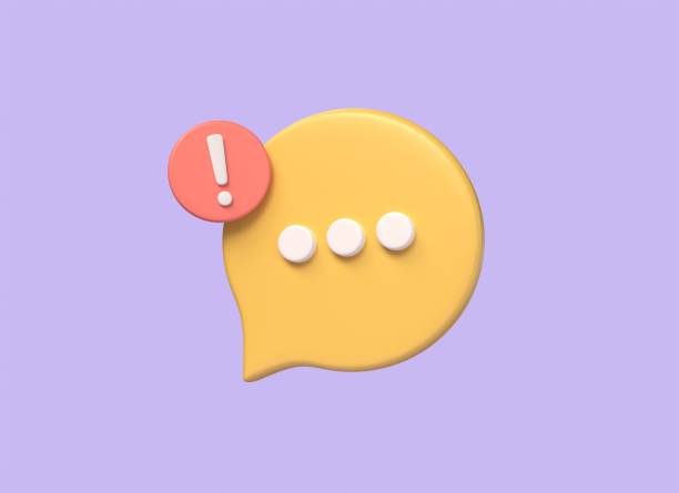 istock 3d speech bubble chat notification icon and social media exclamation mark. concept of replying to comment or error message.illustration isolated on purple background.3d rendering 1480618370