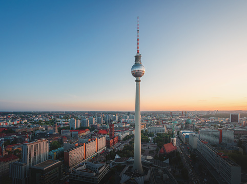 Aerial view of Berlin with Berlin Television Tower (Fernsehturm) - Berlin, Germany