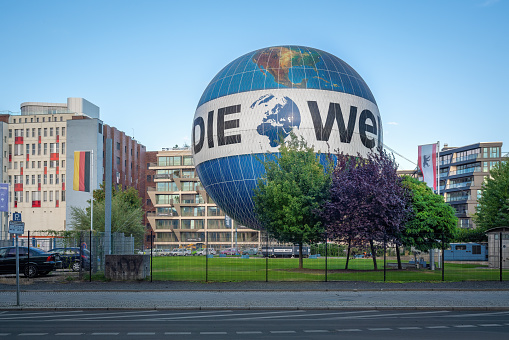 Berlin, Germany - Sep 11, 2019: Welt Balloon - Touristic Hot air balloon - Berlin, Germany