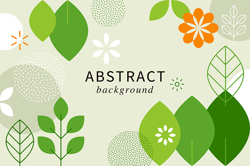 Abstract modern Spring flowers and leaves background vector illustration. Graphic leaves and flowers.