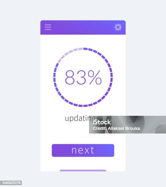 Android App Update Progress Progress Screen Updating Mobile App Interface Ui Vector Template Stock ...