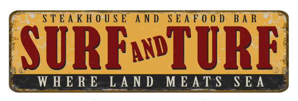 istock Surf and turf vintage rusty metal sign 1480631858
