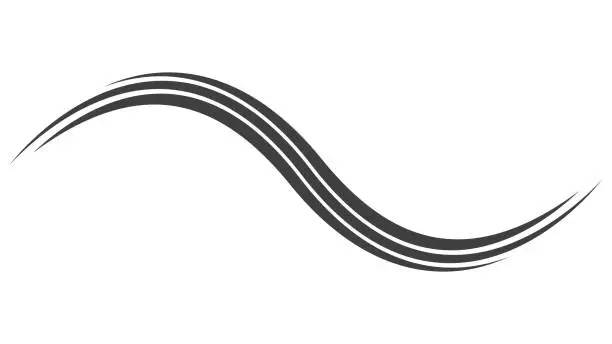 Vector illustration of Line wind effect, motion curve glow beam, swirl stripe wave