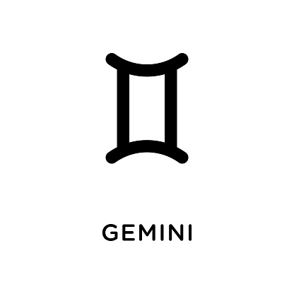 Gemini zodiac illustration. Simple line Gemini zodiac icon. Tattoo Gemini zodiac vector symbol. Hand drawing Gemini sign