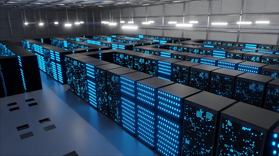 Centro de procesamiento y almacenamiento de datos. Sala de servidores. photo