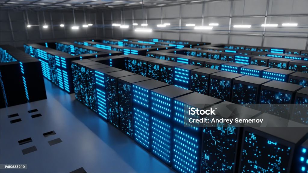 Data Processing And Storage Center Server Room Stock Photo - Download ...