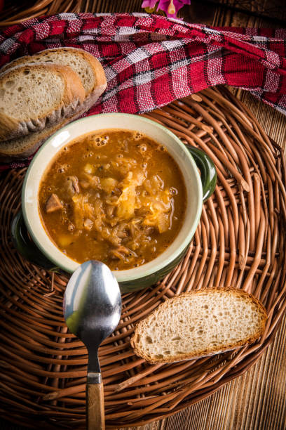 istock Traditional russian sour cabbage soup. 1480633245