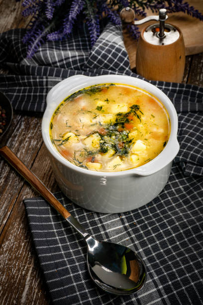 istock Barley soup with vegetables and chicken. 1480633563