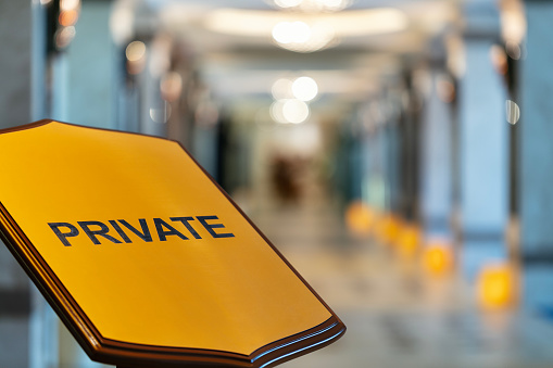 Private sign in a luxury SPA. Stock Photo