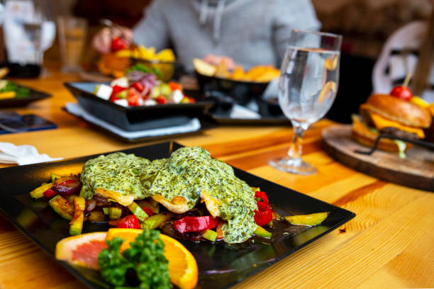 Daylight healthy food concept in luxurious restaurant