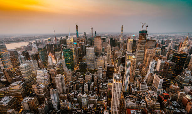 istock Manhattan midtown at sunset with a view from the Empire State Building 1480637931