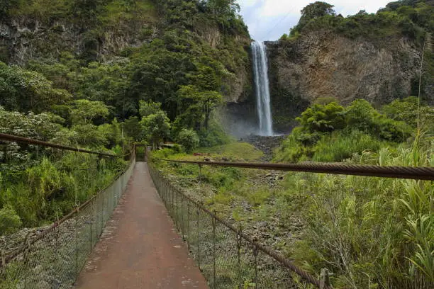 Waterfall Manto de la Novia at Rio Pastaza at Banos, Tungurahua Province, Ecuador, South America