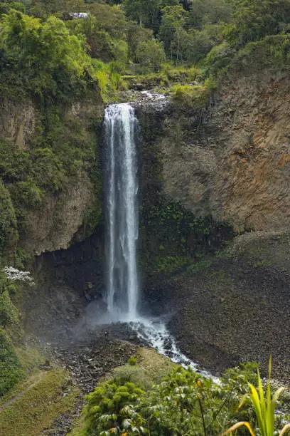 Waterfall Manto de la Novia at Rio Pastaza at Banos, Tungurahua Province, Ecuador, South America