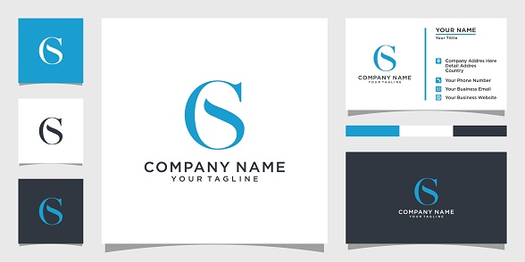 CS or SC initial letter design monogram with business card design.