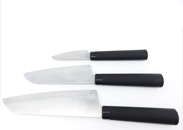 istock Set of kitchen knives, isolated on white background. 1480645534