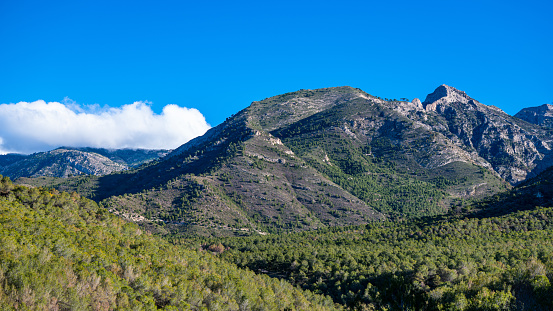 Beautiful travel destination of a southern Spain. The Sierras de Tejeda, Almijara and Alhama Mountains