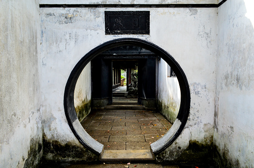 Circular gate in a Chinese garden