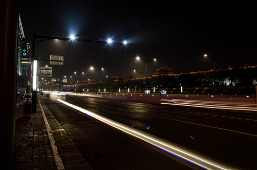 Night traffic in Xi'an. Long exposure.