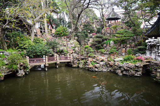 Chinese Zen garden with pond