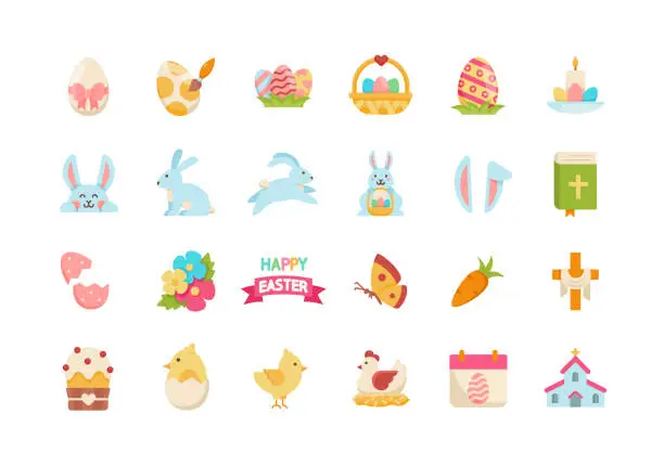 Vector illustration of Easter Flat Design Icons