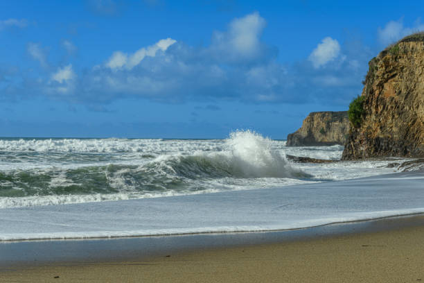 istock Turbulent Ocean Waves On Beach Off California Coast 1480657792