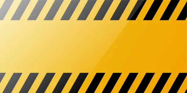 Vector illustration of Blank yellow warning sign with black stripes background