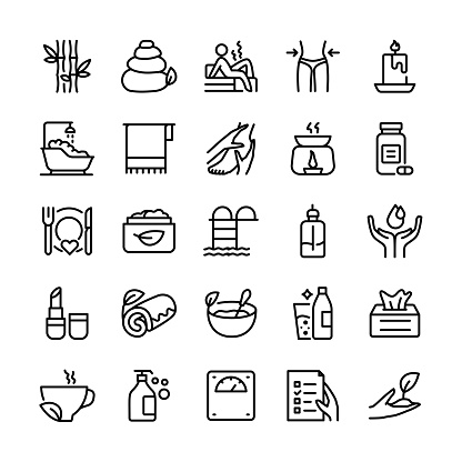 Vector Illustration Graphic of Beauty and Spa Elements. Editable stroke size. Simple isolated icons. Sign, symbol, elements. Icon Set.
