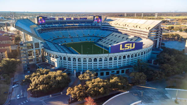 Tiger Stadium, home of LSU Football on the Louisiana State University campus in Baton Rouge, LA. Baton Rouge, LA - February 2023: Tiger Stadium, home of LSU Football on the Louisiana State University Campus. louisiana state university stock pictures, royalty-free photos & images