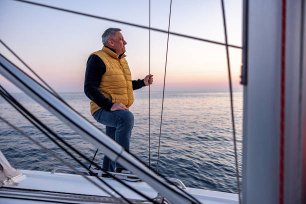 istock Caucasian Man Standing On A Deck Of A Yacht 1480678088