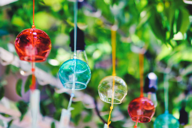 istock Transparent colorful glass wind chimes 1480682364