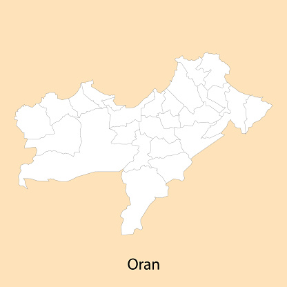 High Quality map of Oran is a province of Algeria, with borders of the districts