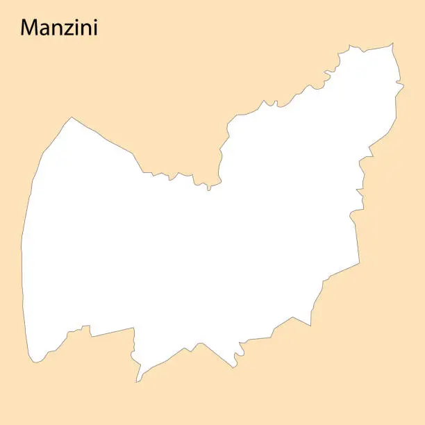 Vector illustration of High Quality map of Manzini is a region of Eswatini