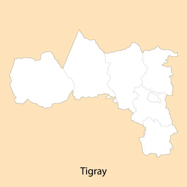 Vector illustration of High Quality map of Tigray is a region of Ethiopia