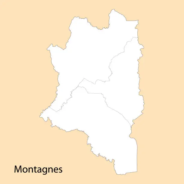Vector illustration of High Quality map of Montagnes is a region of Ivory Coast