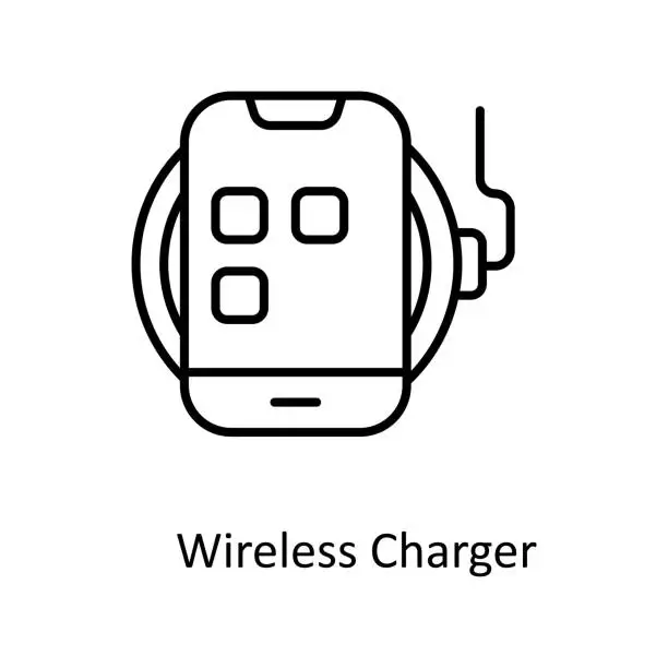 Vector illustration of Wireless Charger Vector  outline Icons. Simple stock illustration stock