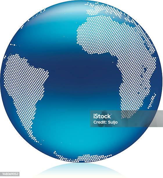 Einfache Blue World Globe Stock Vektor Art und mehr Bilder von Südhalbkugel - Südhalbkugel, Afrika, Atlantik