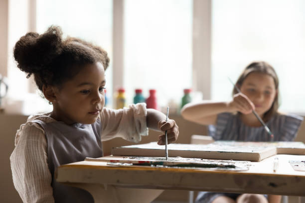 istock Focused girl in apron taking lesson in creative studio school 1480690721