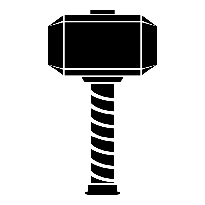 Thor's hammer Thor Mjolnir viking scandinavian mythology superhero norse weapon icon black color vector illustration image flat style simple