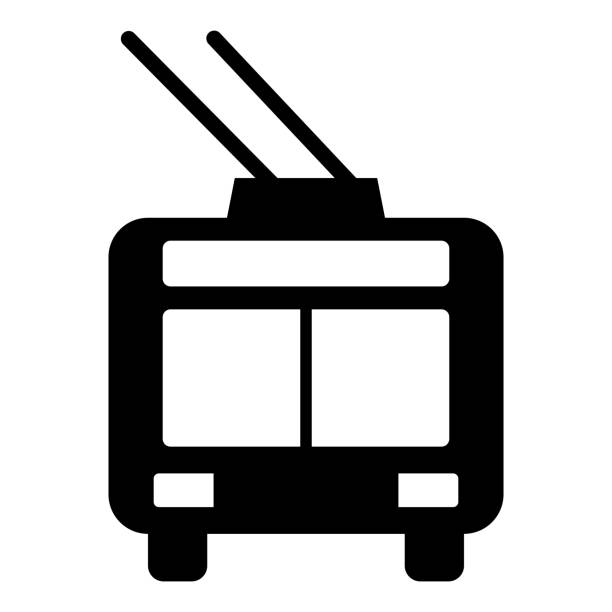 illustrations, cliparts, dessins animés et icônes de trolleybus électrique transport urbain transport public urbain trolleybus icône noir couleur vecteur illustration image plat style - electric car