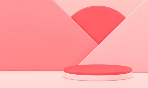 istock Pink pedestal arena cylinder showcase award display geometric 3d background realistic vector 1480692256