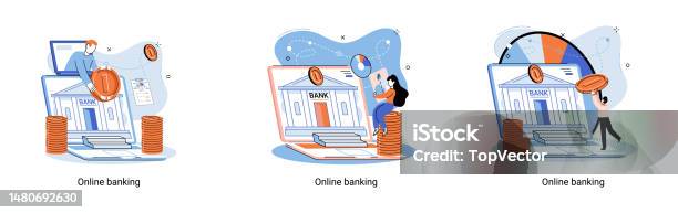 Remote Banking Vector Online Banking Platform Remote Bank Service Online Transaction System ...