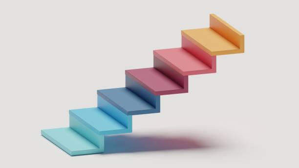 istock Step up stair 3d rendering, Grow up concept 3d. 1480700820