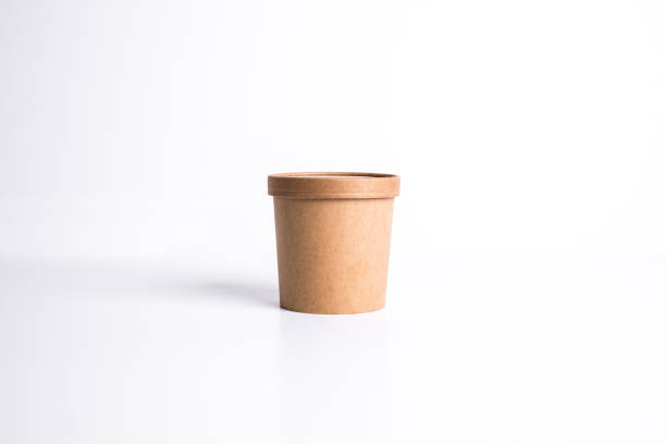 istock Blank Kraft paper brown Takeaway container Front View isolated background 1480711537