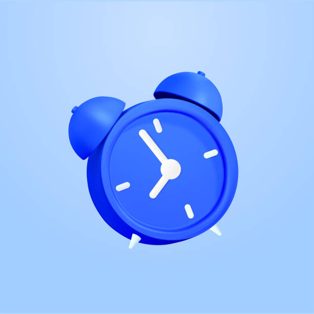 istock Circle clock icon. Alarm clock on blue background. 3d blue ink watch icon minimal design concept of sleeping timer. 3d clock icon vector rendering in isolated blue. 3d vector illustration 1480711849